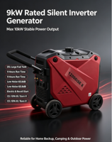Générateur d'électricité à essence silencieux HOLFILL 12000ISE-X 9KW, générateur portable monophasé 9000W pour la maison et l'alimentation extérieure