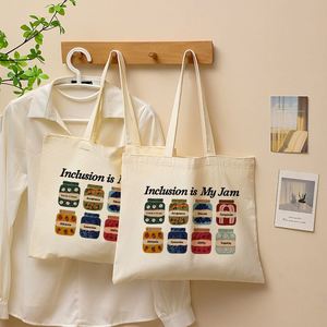 Sac fourre-tout en toile durable à motif 'Inclusion is My Jam', vintage, personnalisé, réutilisable, pour femme, sac à bandoulière de shopping sur mesure - Product Image 2