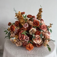 Boule de fleurs artificielles de style vintage pour centre de table, orange et jaune mélangés, pour réception de mariage, banquet, événement, fête
