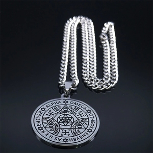 Collar Talismán Tetragramatón, Amuleto Mágico de Ángel Enochiano, Collar de Acero Inoxidable con Estrella de David, Alfa Eheh - Product Image 1