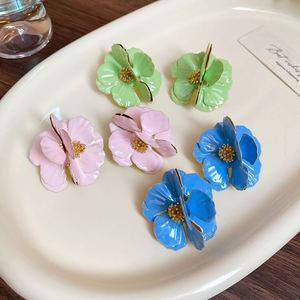 Drip Oil <b>Flower</b> Earrings <b>Sweet</b> and Fresh Earrings Fashionable and Versatile Earrings - Product Image 5