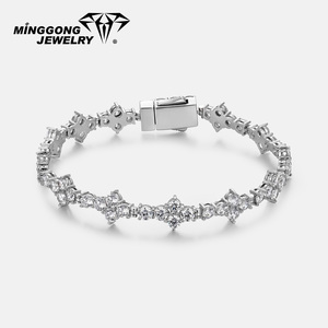 Pulsera <span class=keywords><strong>de</strong></span> Diseño Tenis con Cruz <span class=keywords><strong>de</strong></span> Moissanita S925 para <span class=keywords><strong>Hombre</strong></span> y Mujer, 8mm, Estilo Hip Hop, Pasa la Prueba del Diamante, Producto Nuevo - Product Image 1