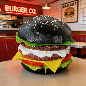 Modelo de Muestra de Hamburguesa con Queso y Bacon Falsos de Primera Calidad, Réplica Realista de Comida Rápida para Exhibición Publicitaria y Decoración de Sets de Cine - Product Image 1