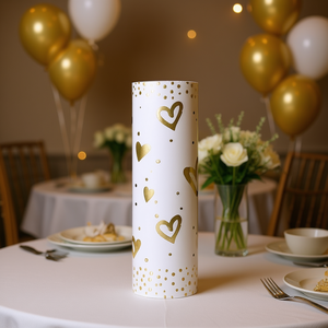 Love Gift <b>Wrap</b> 1.5m x 70cm <b>White</b> Gold Hearts Dots Pattern Party Supplies - Product Image 3