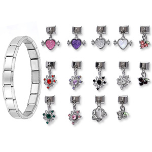 Fashion Charm <b>Bracelet</b> Set Zinc Alloy <b>Crystal</b> Rhinestone DIY Jewelry Accessories Unisex Heart Shape Modular Pendant Style - Product Image 1