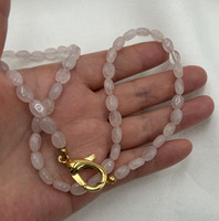 Collier ras du cou tendance de 18 pouces, pierre de quartz rose, pierres naturelles, fermoir en acier inoxydable plaqué or 18 carats