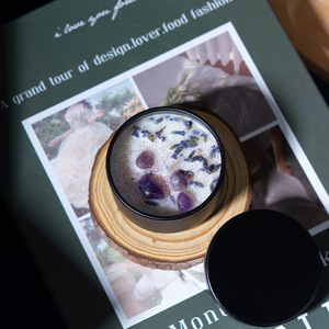 Bougie parfumée à la soja, lavande, pierre de cristal, en forme de coupelle ronde, faite à la main, décoration d'intérieur, bougie d'ambiance - Product Image 3