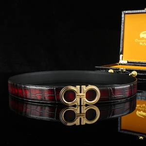 เข็มขัดแฟชั่นผู้ชายหนังจระเข้แท้แบรนด์ดังดีไซเนอร์หรูหรา หัวเข็มขัดเหล็ก น้ำหนักเบา - Product Image 6