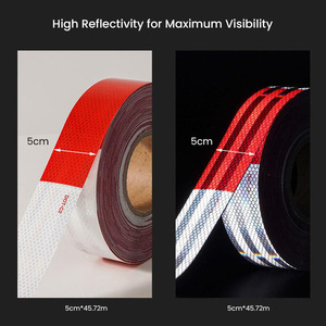 Nastro Riflettente Adesivo DOT C2 DOT-C2 Rosso e Bianco, Microprismatico, per Veicoli, Rimorchi e Camion - Product Image 3
