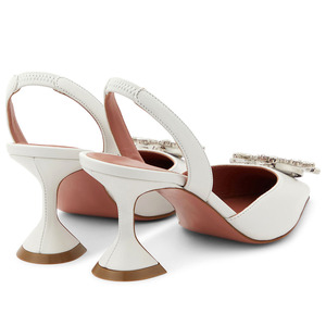 Escarpins de mariée à talons pyramidaux pour femme, élégants et luxueux, blancs, à bride arrière, ornés, chaussures de mariée pour femme - Product Image 5