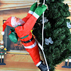 Adorno Colgante de Papá Noel Escalando una Escalera de Cuerda de 40cm para Árbol de Navidad, Chimenea, Decoración de Pared, Colgante Festivo - Product Image 1