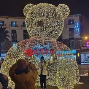 Outdoor Custom Lights 3D Bear Landscape Park Lighting Holiday Decoration Led Christmas Bear Shape Decorative Lights