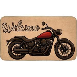 Tapete de Bienvenida para Motocicleta, 29.5x17 Pulgadas, Base de Goma Antideslizante, Interior/Exterior, Lino, Estilo Moderno, Lavable a Máquina, Color Sólido - Product Image 2