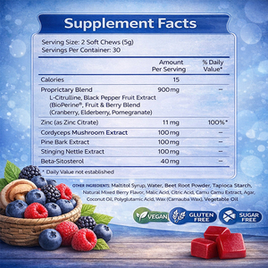 Masticables de Óxido Nítrico <span class=keywords><strong>para</strong></span> <span class=keywords><strong>la</strong></span> Salud de <span class=keywords><strong>la</strong></span> Próstata, Marca Privada, Vitalidad Masculina, Apoyo al Flujo Sanguíneo, Sabor a Bayas Mixtas - Product Image 2