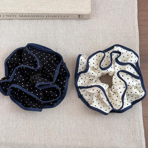 ยางรัดผมลายจุดสไตล์เกาหลี ผ้าพลีทเนื้อนุ่มสำหรับผู้หญิง ยางรัดผมคุณภาพสูง - Product Image 6