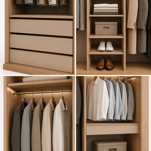 In-line Straight <strong>Open</strong> Bedroom <strong>Wardrobe</strong> with Storage Shelves One-Stop Whole House Customized Closet Organizer - Product Image 2