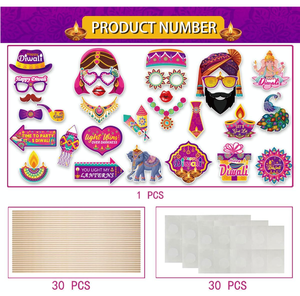 Indien hindou Rangoli Diya Ganesha paon heureux Diwali papier <span class=keywords><strong>Photo</strong></span> accessoires cadres bannières Kit pour Festival des lumières fête décor - Product Image 6