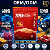 Mélange de Boissons OEM Focus, Formule Personnalisée OEM, Poudre Nootropique Superfocus en Sachet, Marque Privée, Fabricant Grossiste GMP