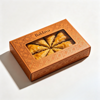 Boîte à Baklava Personnalisée en Papier Kraft avec Fenêtre pour Dattes, Pâtisseries Turques, Bonbons, Cadeaux de Boulangerie
