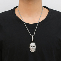 Collier pendentif masque Hip Hop micro-pavé CZ, bijou statement pour homme