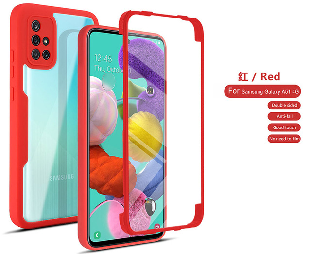 Double Sided 360 Full Protection Transparent Phone Case for Samsung A51 4G Mobile Phone Cover with Screen Protector