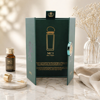 Boîte d'emballage de parfum verte personnalisée, à double ouverture, avec inserts en mousse de velours, coffret cadeau, ensemble de parfums, en carton réutilisable