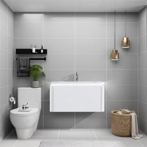 <span class=keywords><strong>Tocador</strong></span> de baño flotante moderno de un solo fregadero, espejo LED de gabinete resistente al agua pintado en <span class=keywords><strong>blanco</strong></span> brillante para apartamento, Hotel, Villa - Product Image 5