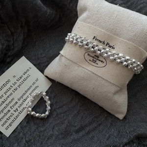 <b>925</b> Sterling <b>Silver</b> Shiny CNC Carved Beaded <b>Ring</b> Elastic Rope Minimalist Retro Trendy Wholesale - Product Image 2