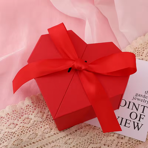 กล่องใส่น้ำหอมลิปสติกพร้อมริบบิ้นสำหรับงานแต่งงานของขวัญวันวาเลนไทน์รูปหัวใจสีชมพู - Product Image 5