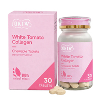 Tabletas Masticables de Colágeno de Tomate Blanco OKTW, Suplemento para Aclarar la Piel, Hidratación y Elasticidad, Tabletas Blanqueadoras de 7 Días