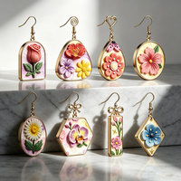 9 pièces Outils de texture en pâte polymère à motifs floraux (Fleur de cerisier, Marguerite, Tulipe, Hibiscus, Rose) et emporte-pièces géométriques en pâte polymère, outils pour gâteaux