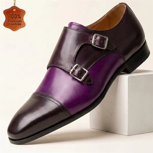 Chaussures classiques en cuir véritable pour hommes, faites à la main, à <span class=keywords><strong>boucle</strong></span>, pour le travail, le bureau, les occasions formelles, style <span class=keywords><strong>Derby</strong></span> - Product Image 1