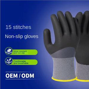 Gants en caoutchouc <span class=keywords><strong>nitrile</strong></span> à surface enduite, ultra-fine mousse, antidérapants, poignet élastique, sans poudre, résistants à l'huile, vente en gros d'usine, OEM - Product Image 3