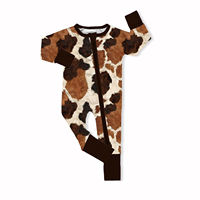 Grenouillère Bébé Manches Longues Motif Cowboy Western Impression Pyjama Bambou Bébé Double Fermeture Éclair Body Bébé Fibre de Bambou Ruidian