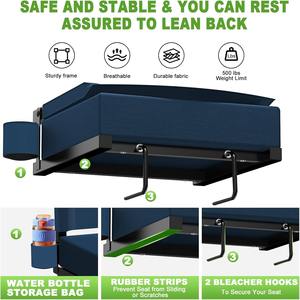 كراسي قابلة للطي مع دعم مبيض الظهر ، معسكر محمول ، للأحداث الرياضية خفيفة الوزن للاستخدام في الهواء الطلق - Product Image 4