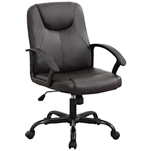 Kare nefes sırt ergonomik siyah döner ofis koltuğu vinil orta kol ile sırtlı sandalye ayarlanabilir masa sandalye