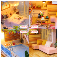 Kit de Niche à Livres en Bois en Gros, Maison de Poupée Miniature DIY à 3 Étages avec LED, Stock en Gros pour Magasins de Cadeaux d'Anniversaire pour Filles