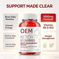Gummies Keto ACV OEM 1000mg Vinaigre de cidre de pomme Vitamine B6 B12 Complément alimentaire pour la gestion du poids