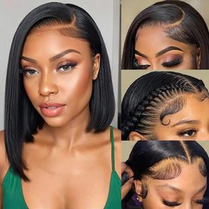 Perruque Bob Lace Front 13x4 en Cheveux Humains Courts et Lisses, 100% Cheveux Vierges Non Traités, pour Salons de Coiffure Professionnels - Product Image 2