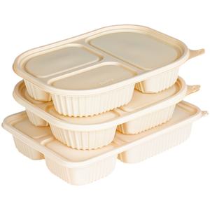Caja de envasado de alimentos calientes Biodegradable 4 compartimentos Contenedores para llevar de almidón de maíz para microondas A prueba de fugas Patatas fritas Azúcar - Product Image 1