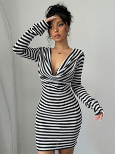 IStapromo Gifts Cadeaux de bienvenue Robe longue moulante élégante à manches longues pour filles, style club sexy, côtelée, écologique, faite à la main - Product Image 2