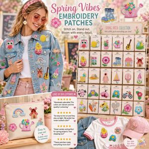Lot de patchs brodés thermocollants et à coudre pour le printemps, motifs Hibou, Poussin, <span class=keywords><strong>Escargot</strong></span>, Bottes, Arc-en-ciel, Papillon, Gnome, Fleur - Product Image 2