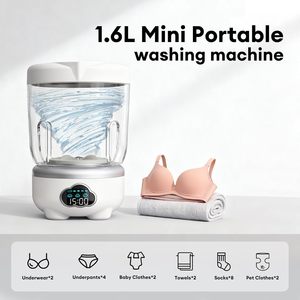 เครื่องซักผ้าขนาดเล็ก 1.6 ลิตร เครื่องซักผ้าแบบพกพา พร้อมฟังก์ชั่นปั่นแห้ง สำหรับเสื้อผ้าเด็ก ชุดชั้นใน ถุงเท้า เครื่องซักผ้าแบบหมุนสำหรับเด็ก - Product Image 1