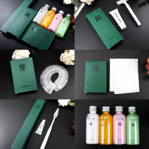 مجموعة مستلزمات فندقية محمولة وقابلة للتخلص منها مصنوعة من الورق مع جل استحمام صغير 50 مل وطقم أسنان ومستلزمات أخرى صغيرة للفنادق - Product Image 2