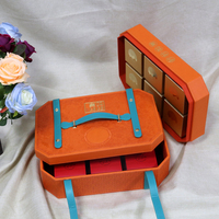 Boîte d'emballage personnalisée en cuir PU fait main avec logo pour cadeaux du Ramadan, pâtisseries, gâteaux de lune, biscuits et macarons - Produits de boulangerie