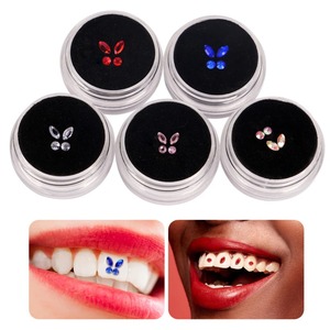 BXA Z10000200 4 ชิ้น/กล่อง คริสตัลตกแต่งฟัน อัญมณีประดับฟัน รูปทรงเพชร ของตกแต่งฟันรูปผีเสื้อ สำหรับคริสต์มาส - Product Image 1