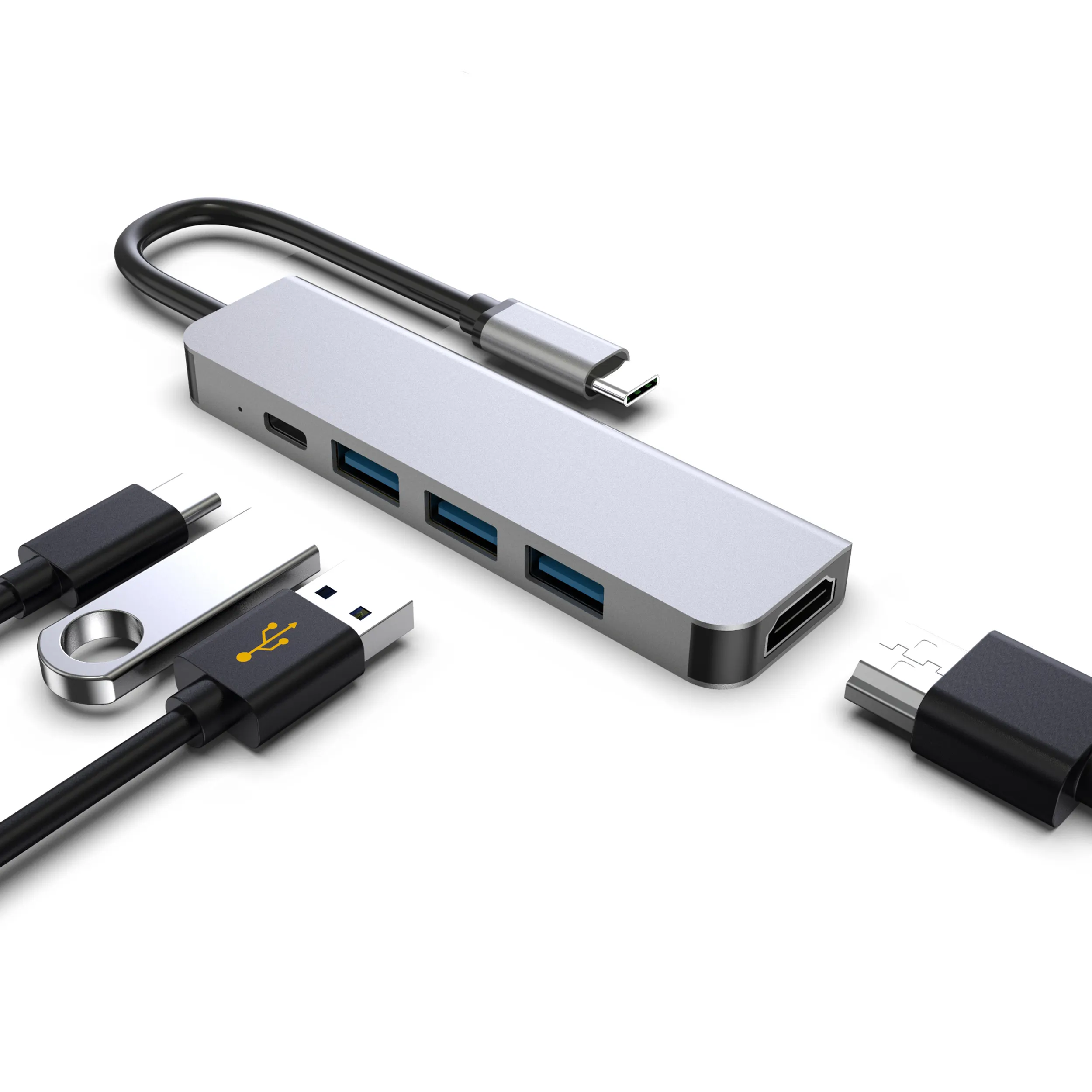 5 in 1 멀티 포트 타입 c USB C 3.0 허브 도킹 스테이션 멀티 포트 어댑터 4K HD 포트 USB-C 포트 3 USB-A 포트