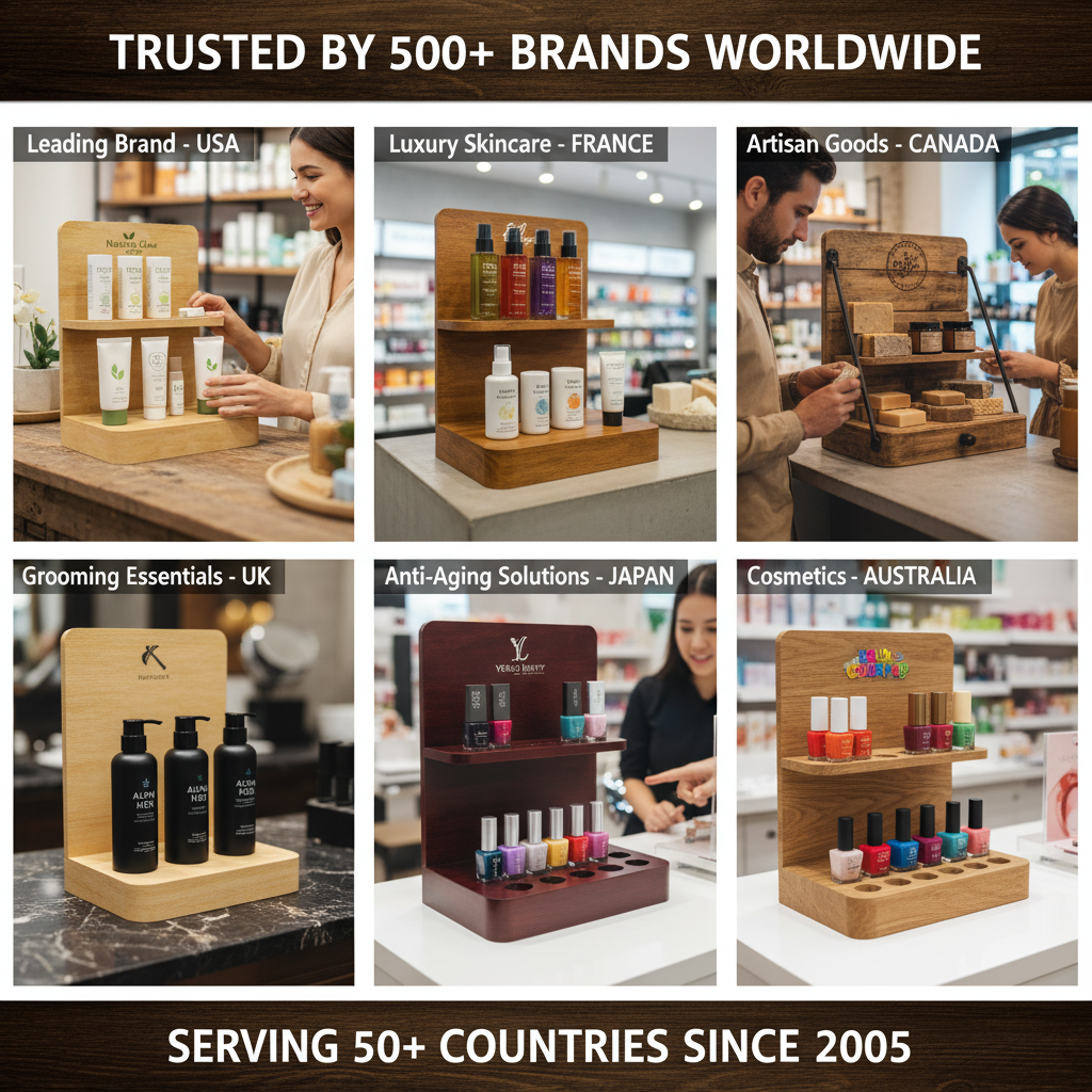 Custom Pine Shampoo Counter Holder Body Care Rack for Small Beauty Retail Store — view 6