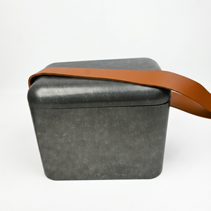 Matte Color Square Metal Tin Can With PU Leather Strap <b>Empty</b> Storage Tin <b>Box</b> For Loose Tea Herb Coffee Holiday <b>Gift</b> Packing - Product Image 5