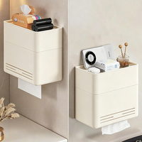 Porte-papier toilette mural carré moderne OEM avec étagère supérieure et design en aluminium écologique pour salle de bain et hôtel